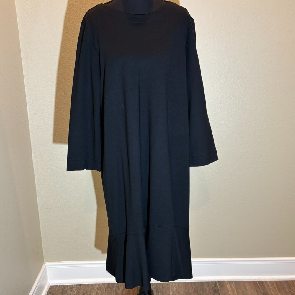 NWT J.Jill Black Low Drop Waist Pull Over Long Sleeve Dress Size L